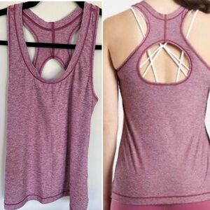 Athleta Women's Nitro Tank Top Racerback Scoop Neck in Heathered Berry XS
